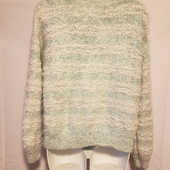 APT 9 Light Teal & White Long Sleeve Sweater - Picture 7 of 7